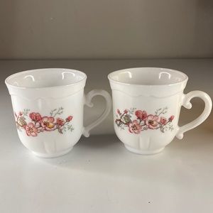 Vintage Arcopal France Vintage Pink Floral Cherry Blossom Coffee Tea Cup Mugs
